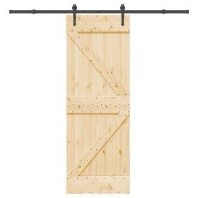 Puerta corredera con herrajes madera maciza de pino 70x210 cm