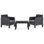 Gartenmöbel-Set 3-teilig anthrazitgraue PP-Rattankissen von vidaXL, Gartensets - Ref: Foro24-3067233, Preis: 231,11 €, Rabatt: %