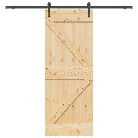 Puerta corredera con herrajes madera maciza de pino 80x210 cm