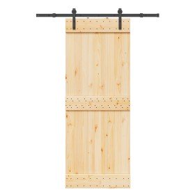 Puerta corredera con herrajes madera maciza de pino 80x210 cm