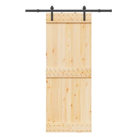 Puerta corredera con herrajes madera maciza de pino 80x210 cm