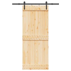 Puerta corredera con herrajes madera maciza de pino 85x210 cm