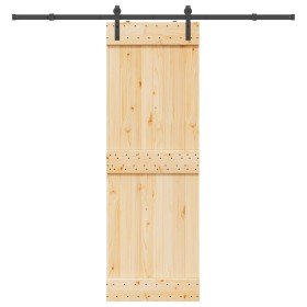 Puerta corredera con herrajes madera maciza de pino 70x210 cm