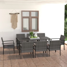 Garden dining set 9 pieces gray synthetic rattan by vidaXL, Garden sets - Ref: Foro24-3065716, Price: 501,73 €, Discount: %