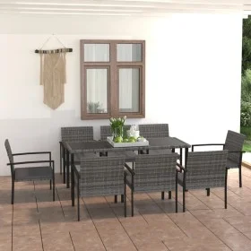 Garden dining set 9 pieces gray synthetic rattan by vidaXL, Garden sets - Ref: Foro24-3065716, Price: 495,20 €, Discount: %