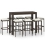9-teiliges Gartenbar-Set und braune Kissen aus synthetischem Rattan von vidaXL, Gartensets - Ref: Foro24-3064789, Preis: 364,...