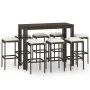 9-teiliges Gartenbar-Set und braune Kissen aus synthetischem Rattan von vidaXL, Gartensets - Ref: Foro24-3064789, Preis: 357,...