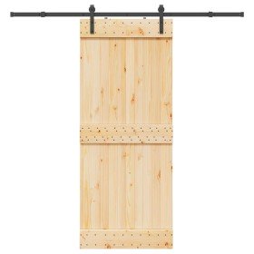 Puerta corredera con herrajes madera maciza de pino 85x210 cm