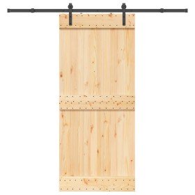 Puerta corredera con herrajes madera maciza de pino 90x210 cm