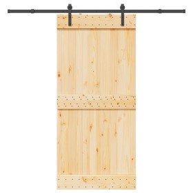 Puerta corredera con herrajes madera maciza de pino 95x210 cm