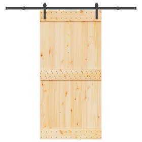 Puerta corredera con herrajes madera maciza de pino 100x210 cm