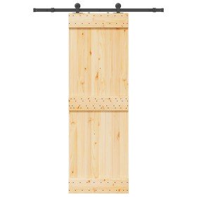 Puerta corredera con herrajes madera maciza de pino 70x210 cm