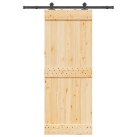 Puerta corredera con herrajes madera maciza de pino 80x210 cm
