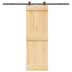 Puerta corredera con herrajes madera maciza de pino 70x210 cm