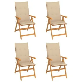 Gartenstühle 4 Stück aus massivem Teakholz mit beigen Kissen von vidaXL, Gartenstühle - Ref: Foro24-3065533, Preis: 508,93 €,...