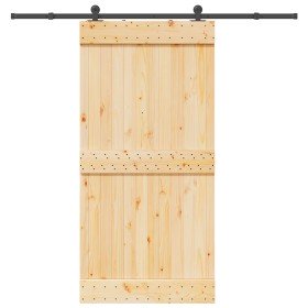 Puerta corredera con herrajes madera maciza de pino 100x210 cm
