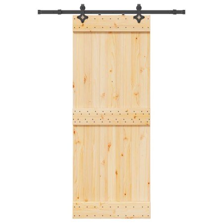 Puerta corredera con herrajes madera maciza de pino 80x210 cm