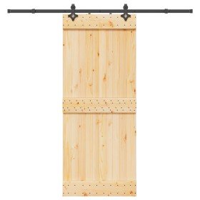 Puerta corredera con herrajes madera maciza de pino 85x210 cm