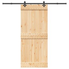 Puerta corredera con herrajes madera maciza de pino 90x210 cm