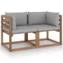 2-seater pallet garden sofa with gray cushions by vidaXL, Garden sets - Ref: Foro24-3067273, Price: 137,58 €, Discount: %