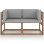 2-seater pallet garden sofa with gray cushions by vidaXL, Garden sets - Ref: Foro24-3067273, Price: 137,58 €, Discount: %