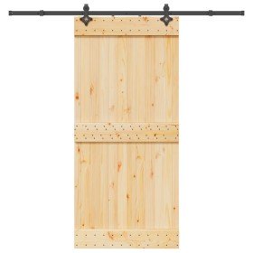 Puerta corredera con herrajes madera maciza de pino 95x210 cm
