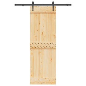 Puerta corredera con herrajes madera maciza de pino 70x210 cm