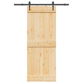 Puerta corredera con herrajes madera maciza de pino 80x210 cm
