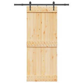 Puerta corredera con herrajes madera maciza de pino 85x210 cm
