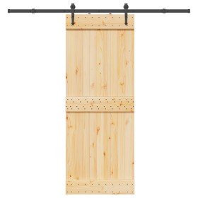 Puerta corredera con herrajes madera maciza de pino 80x210 cm