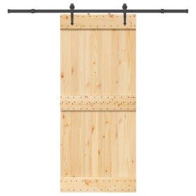 Puerta corredera con herrajes madera maciza de pino 90x210 cm