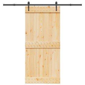 Puerta corredera con herrajes madera maciza de pino 95x210 cm
