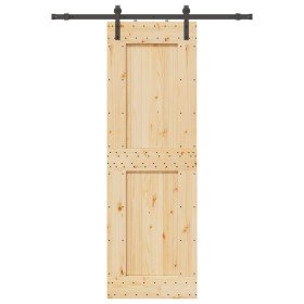 Puerta corredera con herrajes madera maciza de pino 70x210 cm