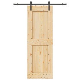 Puerta corredera con herrajes madera maciza de pino 80x210 cm