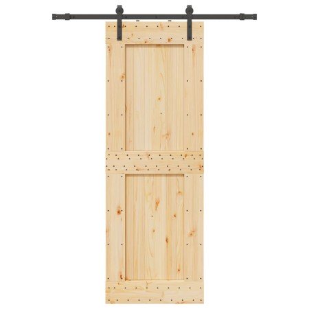 Puerta corredera con herrajes madera maciza de pino 80x210 cm en Puertas | Comprar online en Foro24