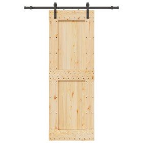 Puerta corredera con herrajes madera maciza de pino 85x210 cm