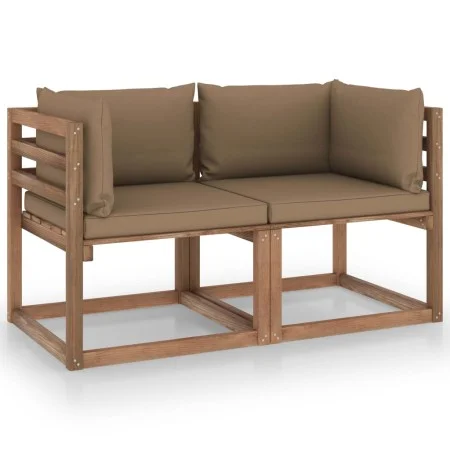 2-seater pallet garden sofa with taupe cushions by vidaXL, Garden sets - Ref: Foro24-3067280, Price: 174,88 €, Discount: %