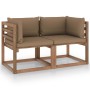 Sofá de jardín de palets de 2 plazas con cojines taupe de vidaXL, Conjuntos de jardín - Ref: Foro24-3067280, Precio: 174,80 €