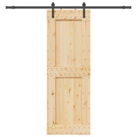 Puerta corredera con herrajes madera maciza de pino 80x210 cm