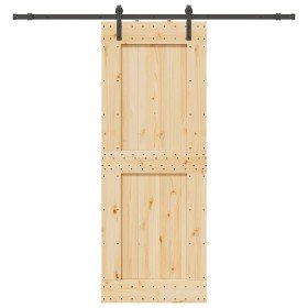 Puerta corredera con herrajes madera maciza de pino 85x210 cm