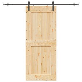 Puerta corredera con herrajes madera maciza de pino 95x210 cm
