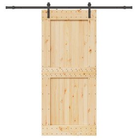 Puerta corredera con herrajes madera maciza de pino 100x210 cm