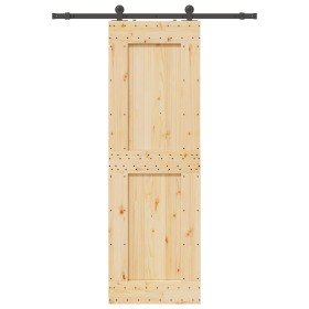 Puerta corredera con herrajes madera maciza de pino 70x210 cm