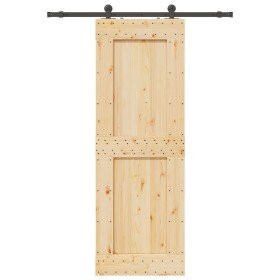 Puerta corredera con herrajes madera maciza de pino 80x210 cm
