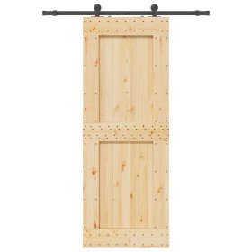 Puerta corredera con herrajes madera maciza de pino 85x210 cm