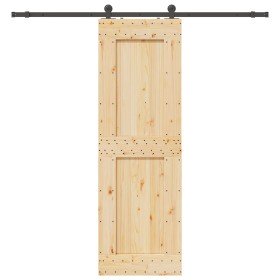 Puerta corredera con herrajes madera maciza de pino 70x210 cm
