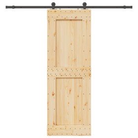 Puerta corredera con herrajes madera maciza de pino 80x210 cm