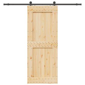 Puerta corredera con herrajes madera maciza de pino 90x210 cm