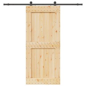 Puerta corredera con herrajes madera maciza de pino 100x210 cm