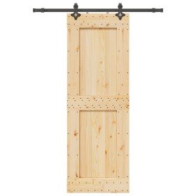 Puerta corredera con herrajes madera maciza de pino 80x210 cm